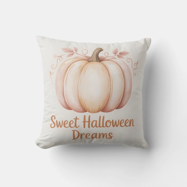 Moderne Pastel Orange Halloween Pumpkin Kissen (Vorderseite)