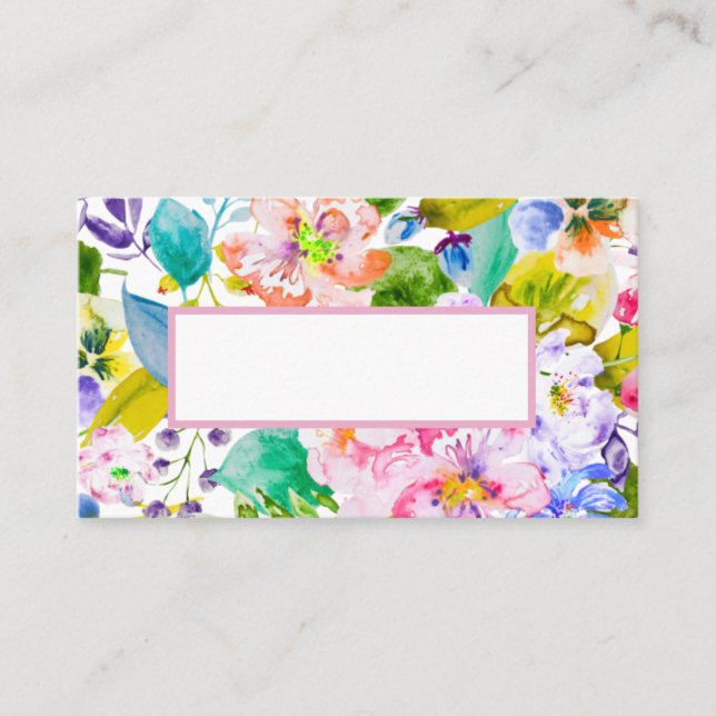 Moderne Pastel Pink Floral Romantische Hochzeit Platzkarte (Vorderseite)