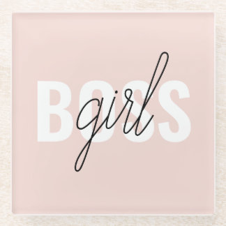 Moderne Pastel Pink Girl Boss Phrase Glasuntersetzer
