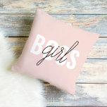Moderne Pastel Pink Girl Boss Phrase Kissen<br><div class="desc">Moderne Pastel Pink Girl Boss Phrase</div>