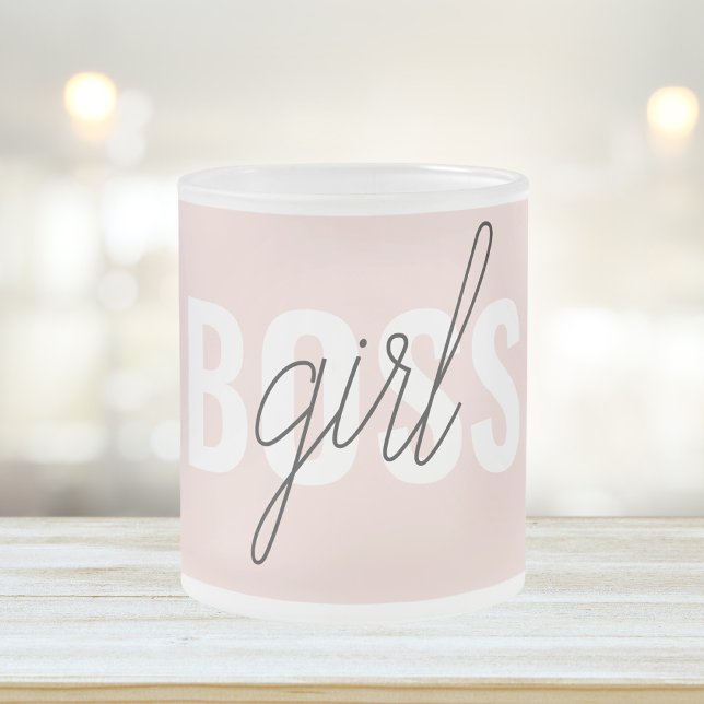Moderne Pastel Pink Girl Boss Phrase Mattglastasse (Von Creator hochgeladen)