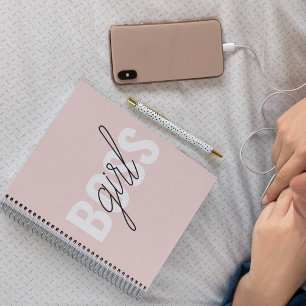 Moderne Pastel Pink Girl Boss Phrase Notizbuch