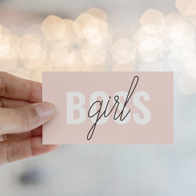 Moderne Pastel Pink Girl Boss Phrase Visitenkarte (Von Creator hochgeladen)