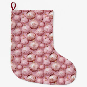 Moderne Pastel Pink Girly Christmas Tree Ornamente Großer Weihnachtsstrumpf