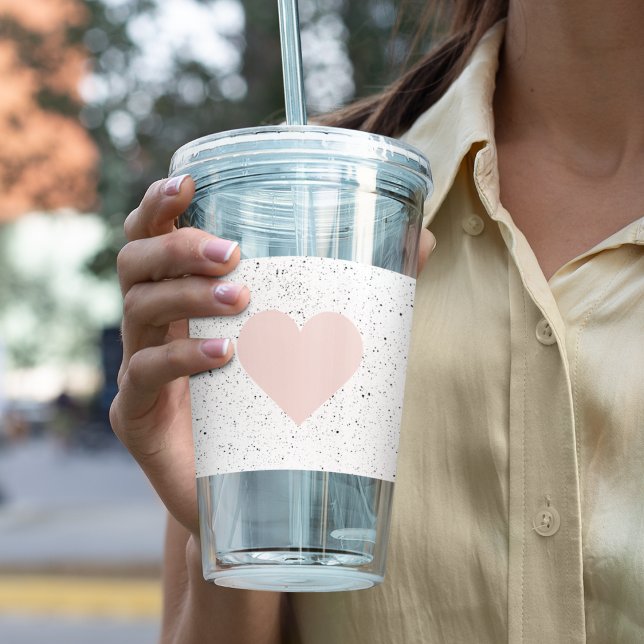 Moderne Pastel Pink & Heart Schönes Geschenk Acryltrinkbecher (Von Creator hochgeladen)