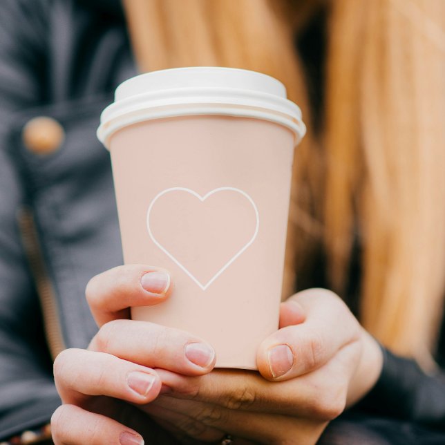 Moderne Pastel Pink & Heart Schönes Geschenk Pappbecher (Von Creator hochgeladen)