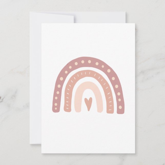 Moderne Pastel Pink Rainbow Boho Raten Sie den Nam Einladung (Vorderseite)