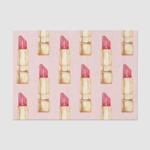 Moderne Pastel Pink & Red Lipstick-Muster Girl Seidenpapier