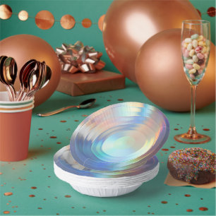 Moderne Pastel Rainbow Mermaid Unicorn Holographis Pappteller