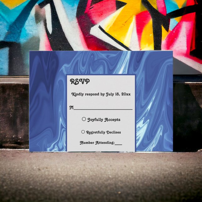 Moderne Pastel Shiny Abstrakte Kunsthochzeit RSVP Karte (Von Creator hochgeladen)