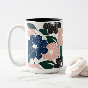 Moderne Pastel- und Dunkle Blume Zweifarbige Tasse