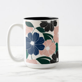 Moderne Pastel- und Dunkle Blume Zweifarbige Tasse