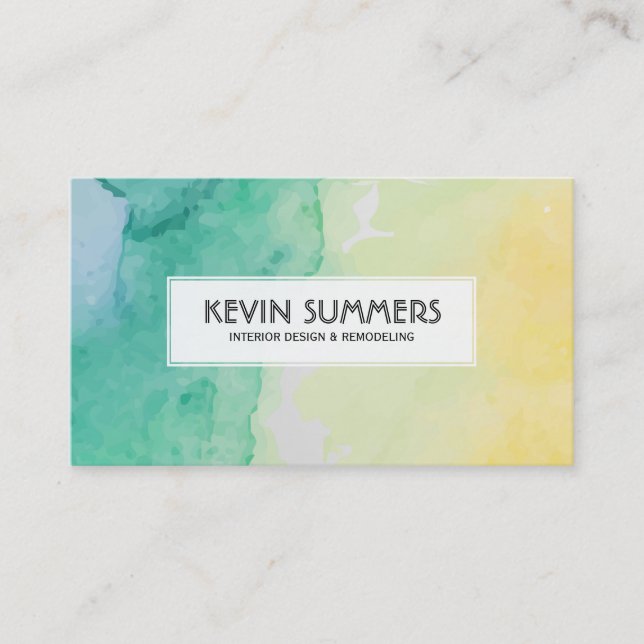Moderne Pastel Wasserfarben Hintergrund Visitenkarte (Vorderseite)