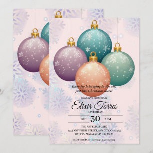 Moderne Pastel Weihnachtsschmuck Babydusche Einladung
