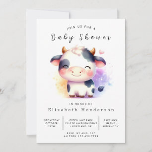 Moderne Pastel Whimsical Kuh Baby Dusche Einladung