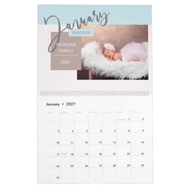 Moderne Pastel Whimsical Script-Erinnerungen Kalender (Jan 2027)