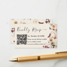 Moderne Pastel Wildblume Qr Code UAwg Wedding