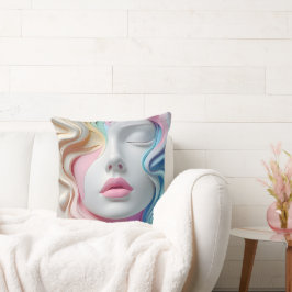 Moderne Pastell-Abstrakte 3D-Gesichtskunst-Wurfkis Kissen