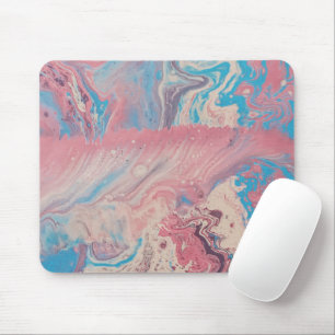 Moderne Pastell-Acryl-Pour-Kunst, Rosa, Cyan und L Mousepad