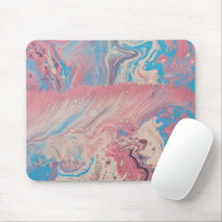 Moderne Pastell-Acryl-Pour-Kunst, Rosa, Cyan und L Mousepad