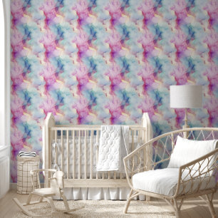 Moderne Pastell Alkoholtinte Abstract in Rosa Blau Tapete