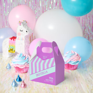 Moderne Pastell Aquamarin Pink Streifen Gable Gevo Geschenkschachtel