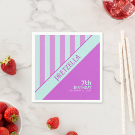 Moderne Pastell Aquamarin Pink Stripes Napkin Serviette