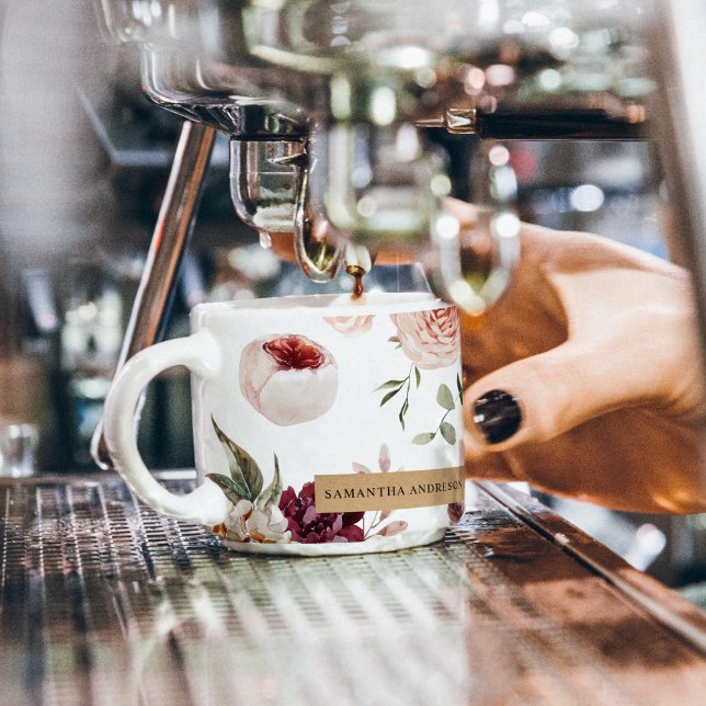 Moderne Pastell-Blume & Kraft-Personalisiertes Ges Espressotasse (Von Creator hochgeladen)