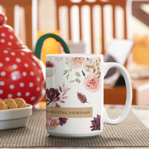 Moderne Pastell-Blume & Kraft-Personalisiertes Ges Kaffeetasse