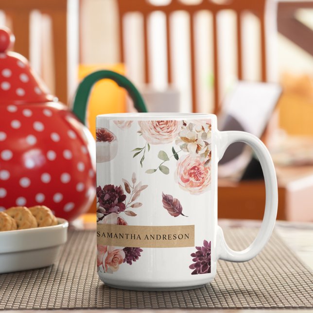 Moderne Pastell-Blume & Kraft-Personalisiertes Ges Kaffeetasse (Von Creator hochgeladen)