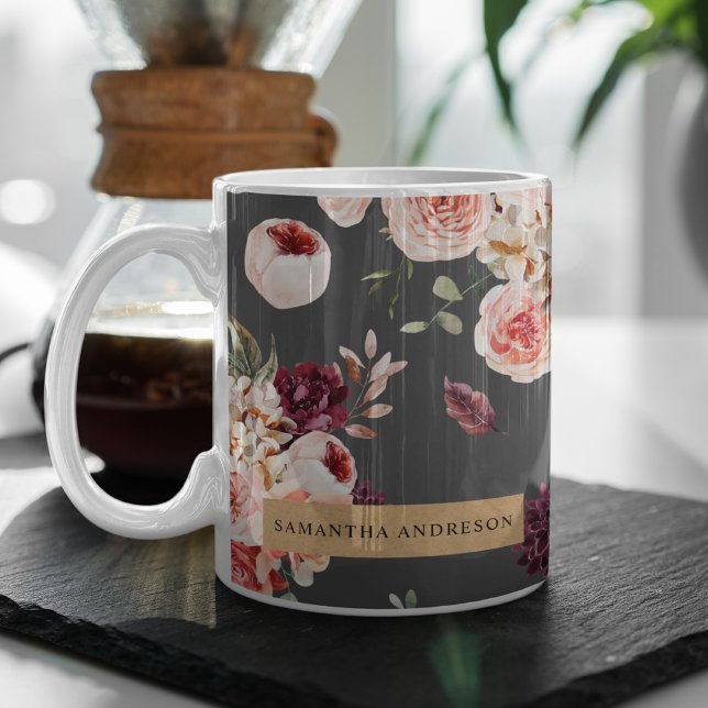 Moderne Pastell-Blume & Kraft-Personalisiertes Ges Kaffeetasse (Von Creator hochgeladen)