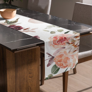 Moderne Pastell-Blume & Kraft-Personalisiertes Ges Kurzer Tischläufer