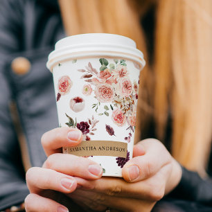 Moderne Pastell-Blume & Kraft-Personalisiertes Ges Pappbecher