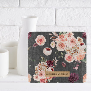 Moderne Pastell-Blume & Kraft-Personalisiertes Ges Schneidebrett
