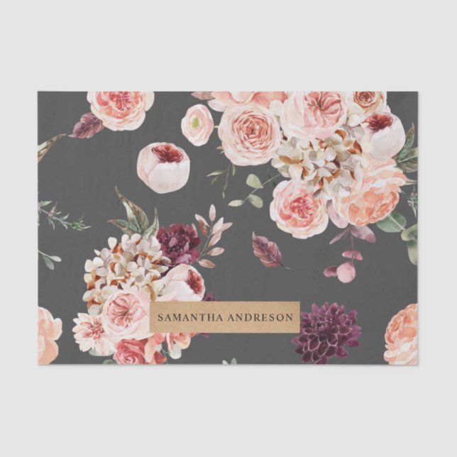 Moderne Pastell-Blume & Kraft-Personalisiertes Ges Seidenpapier (Vorderseite)