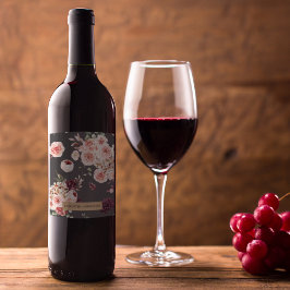 Moderne Pastell-Blume & Kraft-Personalisiertes Ges Weinetikett