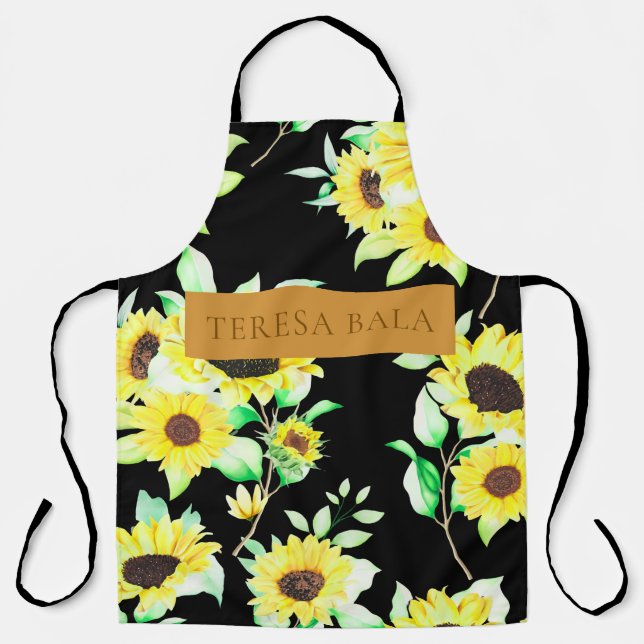 Moderne Pastell-Blumen-Personalisierte Rustikale G Schürze (Vorderseite)