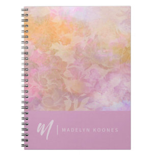 Moderne Pastell-Blumenmuster-Monogramm Notizblock