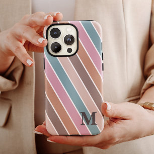 Moderne Pastell-Boho-Streifen Monogramm Custom iPhone 13 Pro Max Hülle