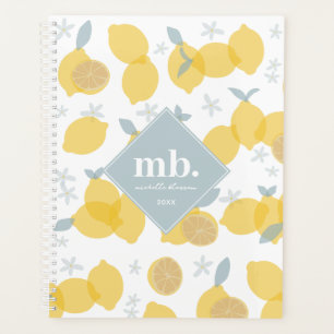 Moderne Pastell Citrus Lemons Monogram Ernennung Planer