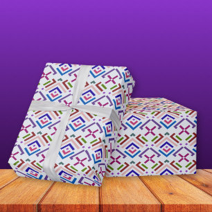 Moderne Pastell-Ethno-Geometrie-Diamantmuster Geschenkpapier