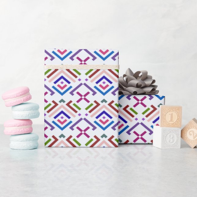 Moderne Pastell-Ethno-Geometrie-Diamantmuster Geschenkpapier (Babyparty)