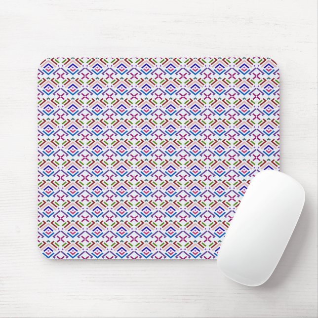 Moderne Pastell-Ethno-Geometrie-Diamantmuster Mousepad (Mit Mouse)