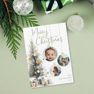 Moderne Pastell Frohe Weihnachten Familienfoto Einladung