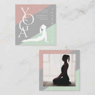 Moderne Pastell-Geometrie-Yoga-Lehrer-Foto Quadratische Visitenkarte