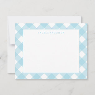 Moderne Pastell-Hellblau-Gingham-Karo-Scheck-Notiz Mitteilungskarte