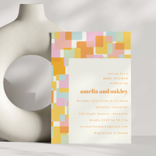 Moderne Pastell-Junge-Mädchen-Paar-Baby-Party Einladung