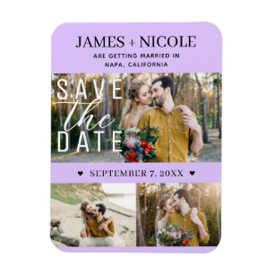 Moderne Pastell-Lavendel-Hochzeitseinladung mit 3  Magnet