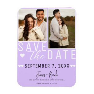 Moderne Pastell-Lavendel Save the Date 2 Foto  Magnet