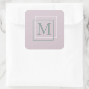 Moderne Pastell-Lila-Monogramm-Aufkleber Quadratischer Aufkleber